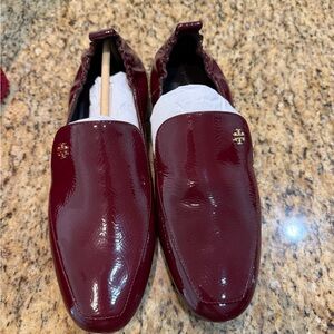 Tory Burch Kira Burgundy Patent Loafers